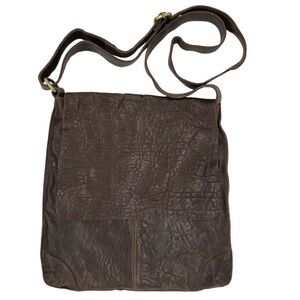 Brown Italian Leather Crossbody Messenger Bag